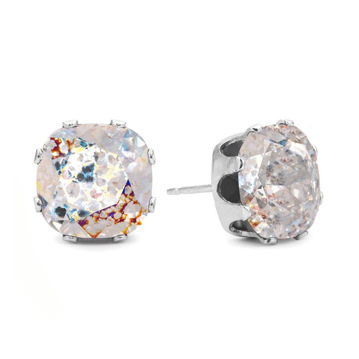 Clear Patina Cushion Sterling Silver Stud Earrings - JoJo Loves You