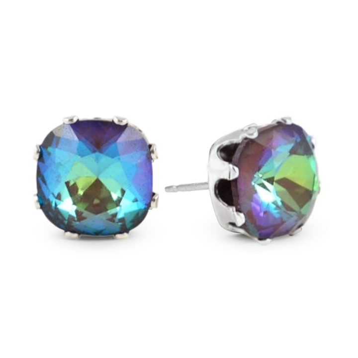 Cocoa Kiss Cushion Sterling Silver Stud Earrings