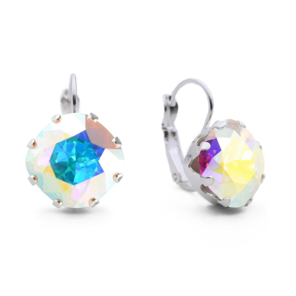 Crystal AB Mega Leverback Drop Earrings