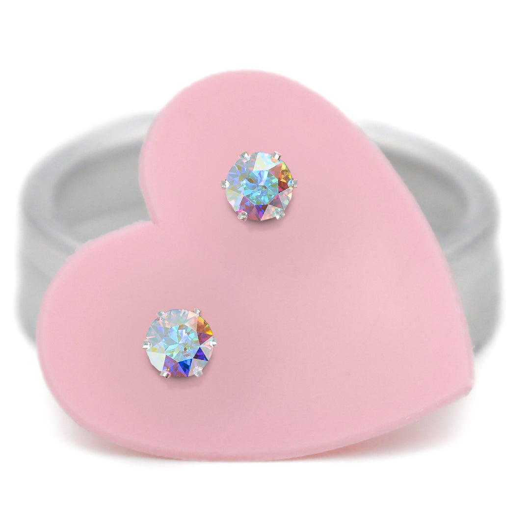 Crystal AB Ultra Micro Mini Bling Sterling Silver Stud Earrings