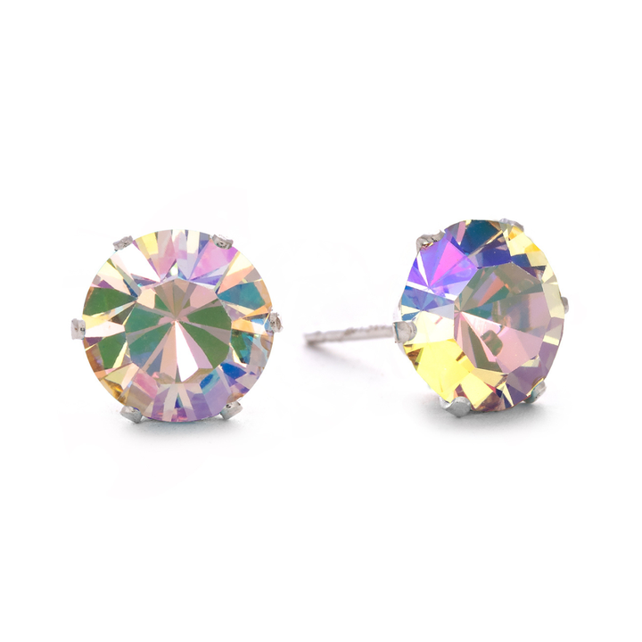 Crystal Shimmer Bling Sterling Silver Stud Earrings