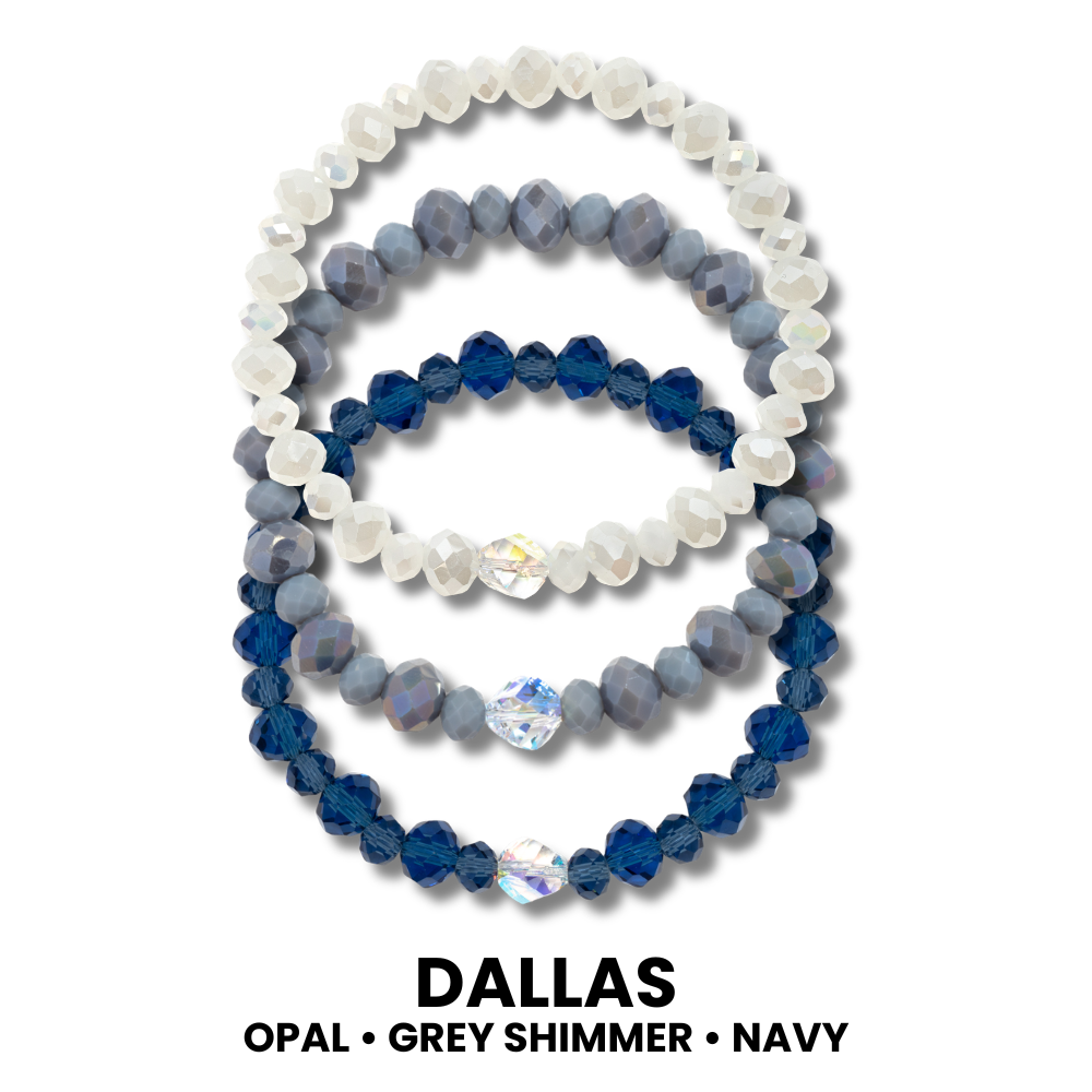 3 crystal stretch bracelets.