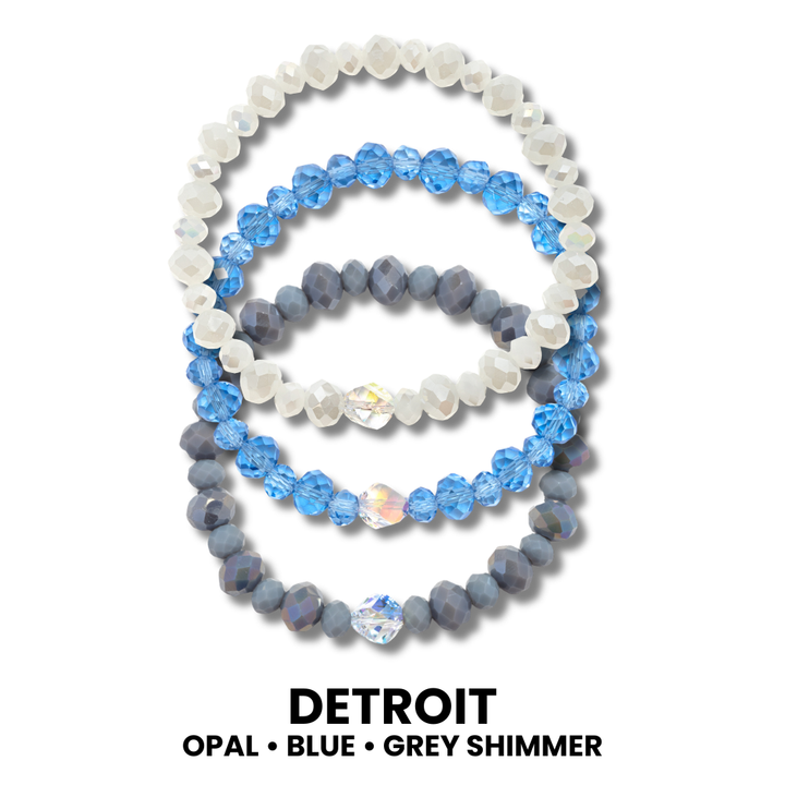 3 crystal stretch bracelets.