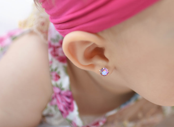 Light Pink AB Ultra Mini Bling Sterling Silver Stud Earrings