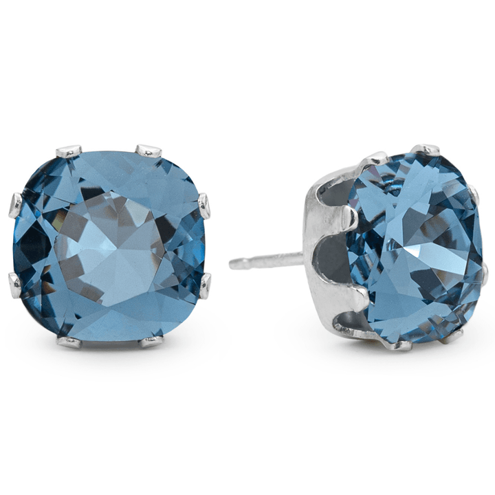 Denim Mega Cushion Sterling Silver Stud Earrings - JoJo Loves You