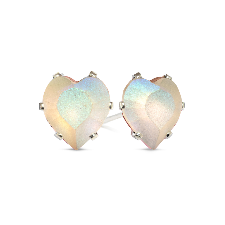 Dreamy Bling Heart Sterling Silver Stud Earrings