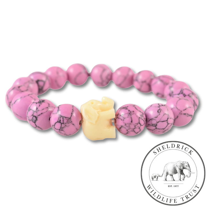 Lavender Marble & Cream Elephant Bracelet