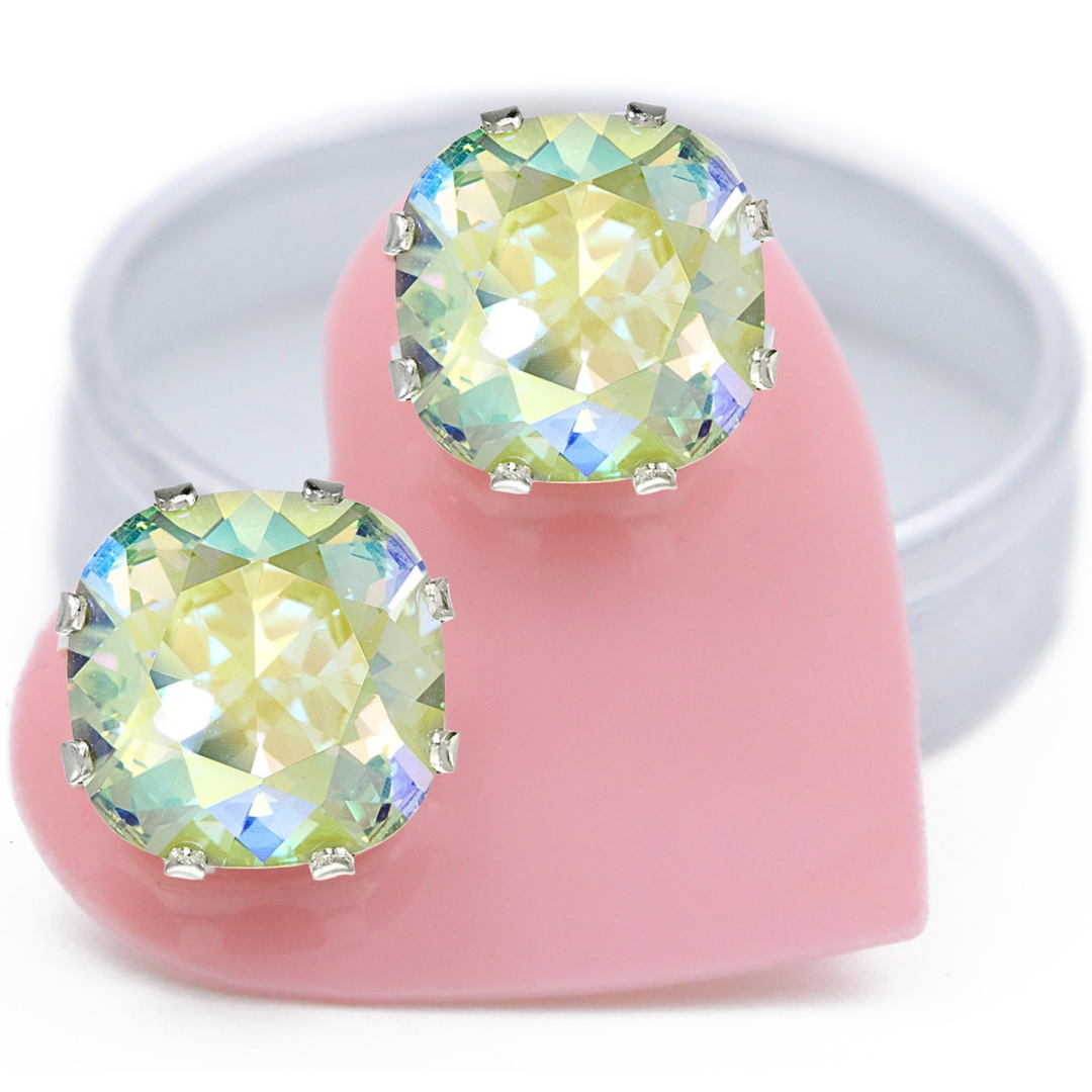 Empower-mint Mega Cushion Sterling Silver Stud Earrings