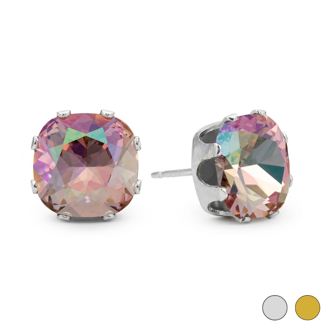Enchanted Cushion Sterling Silver Stud Earrings
