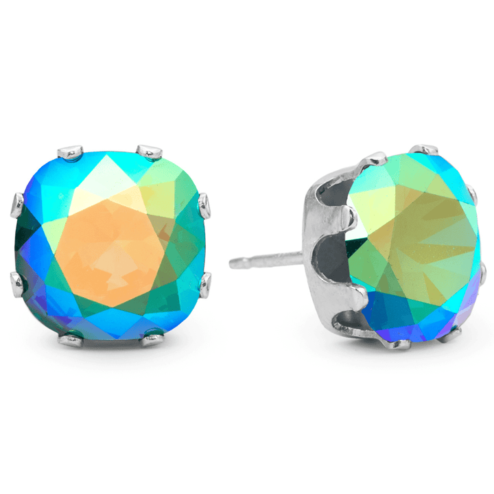 Esmeralda Mega Cushion Sterling Silver Stud Earrings - JoJo Loves You