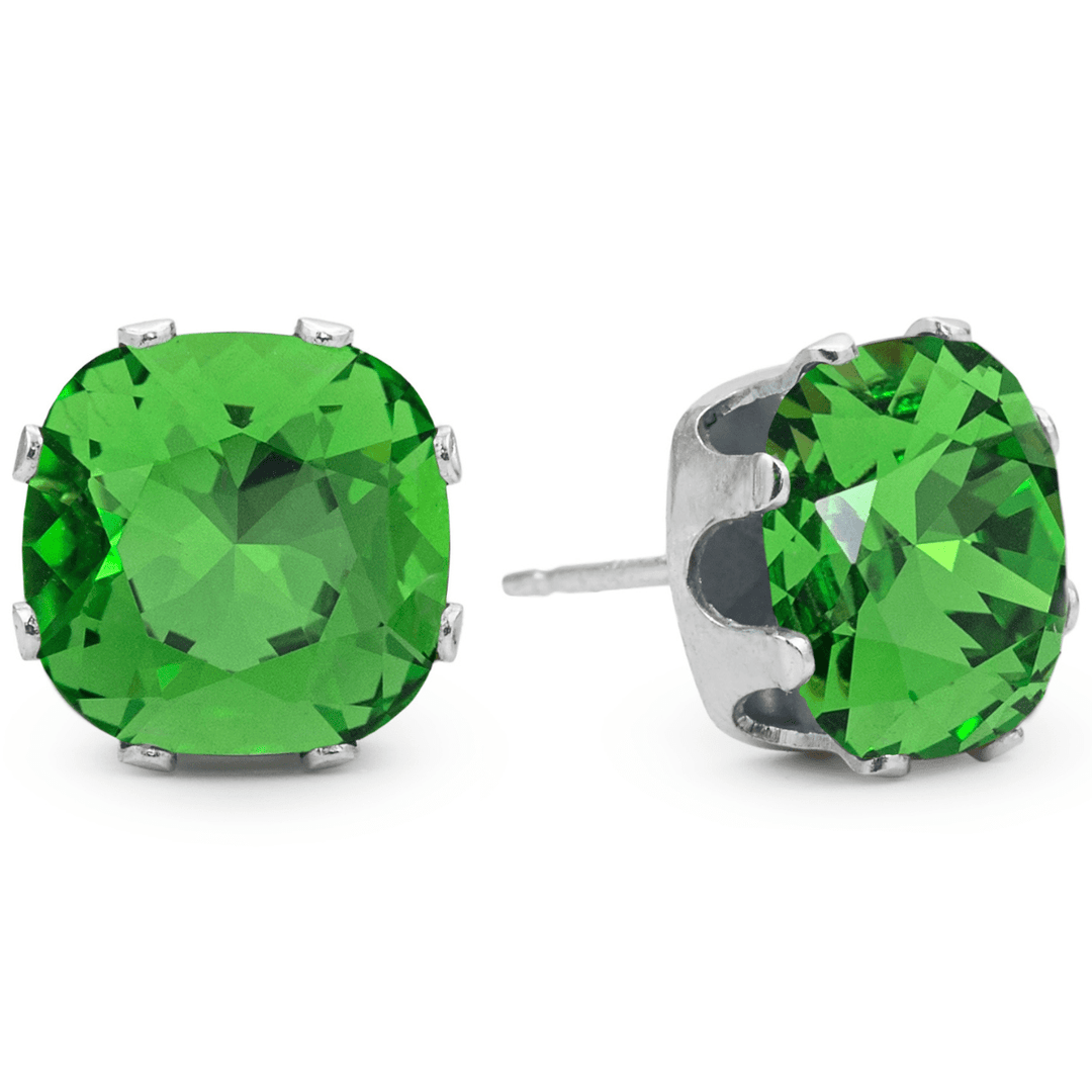 Fern Mega Cushion Sterling Silver Stud Earrings - JoJo Loves You