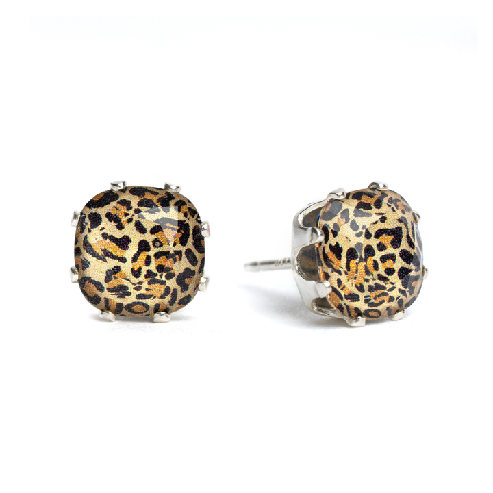 Fierce Mini Cushion Sterling Silver Stud Earrings