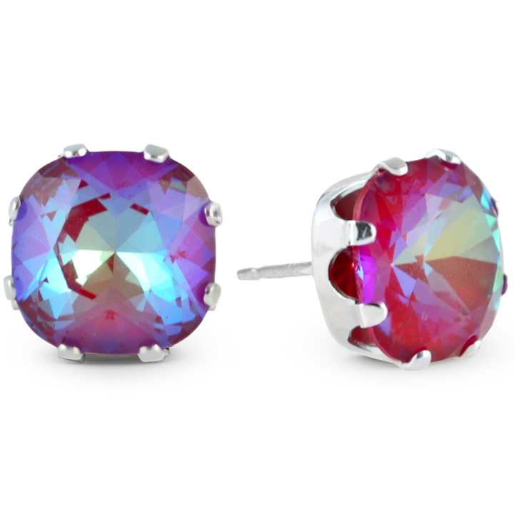 Fireball Mega Cushion Sterling Silver Stud Earrings - JoJo Loves You