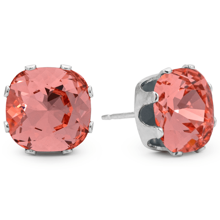 Flamingo Mega Cushion Sterling Silver Stud Earrings - JoJo Loves You