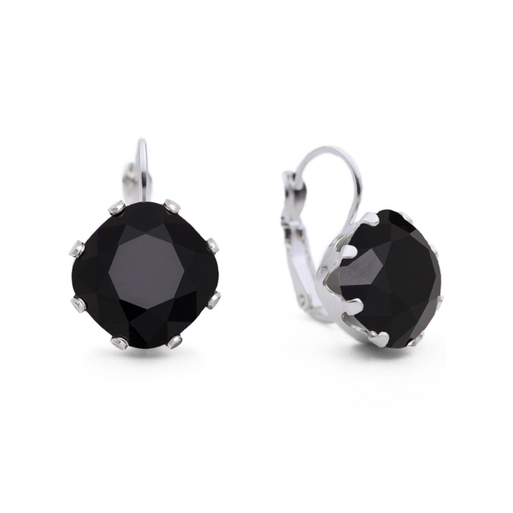 Flat Black Leverback Drop Earrings