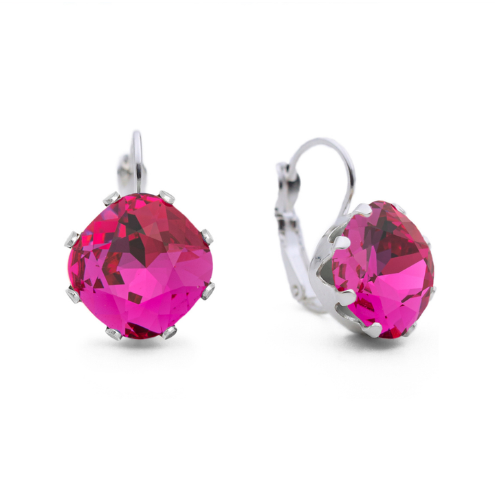 Fuchsia Leverback Drop Earrings