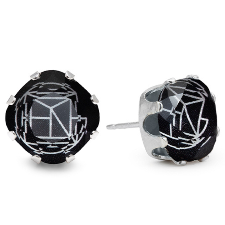 Gemini Mega Cushion Sterling Silver Stud Earrings