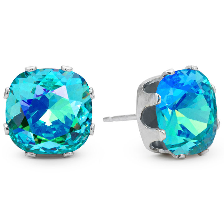 Glacier Mega Cushion Sterling Silver Stud Earrings