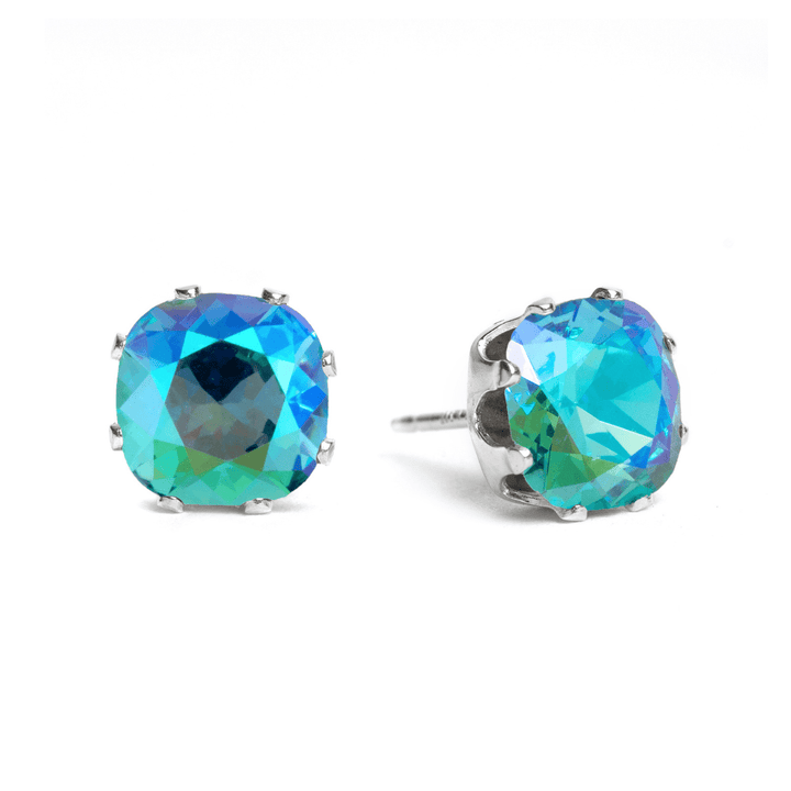 Glacier Mini Cushion Sterling Silver Stud Earrings - JoJo Loves You