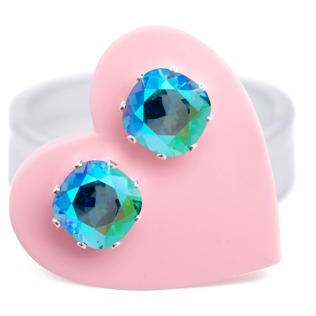 Glacier Mini Cushion Sterling Silver Stud Earrings - JoJo Loves You