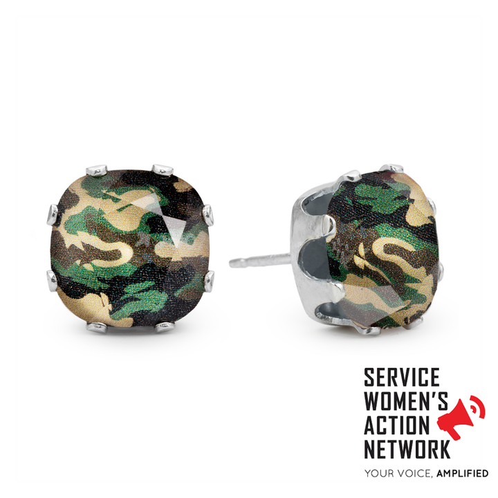 Glamouflage Cushion Sterling Silver Stud Earrings