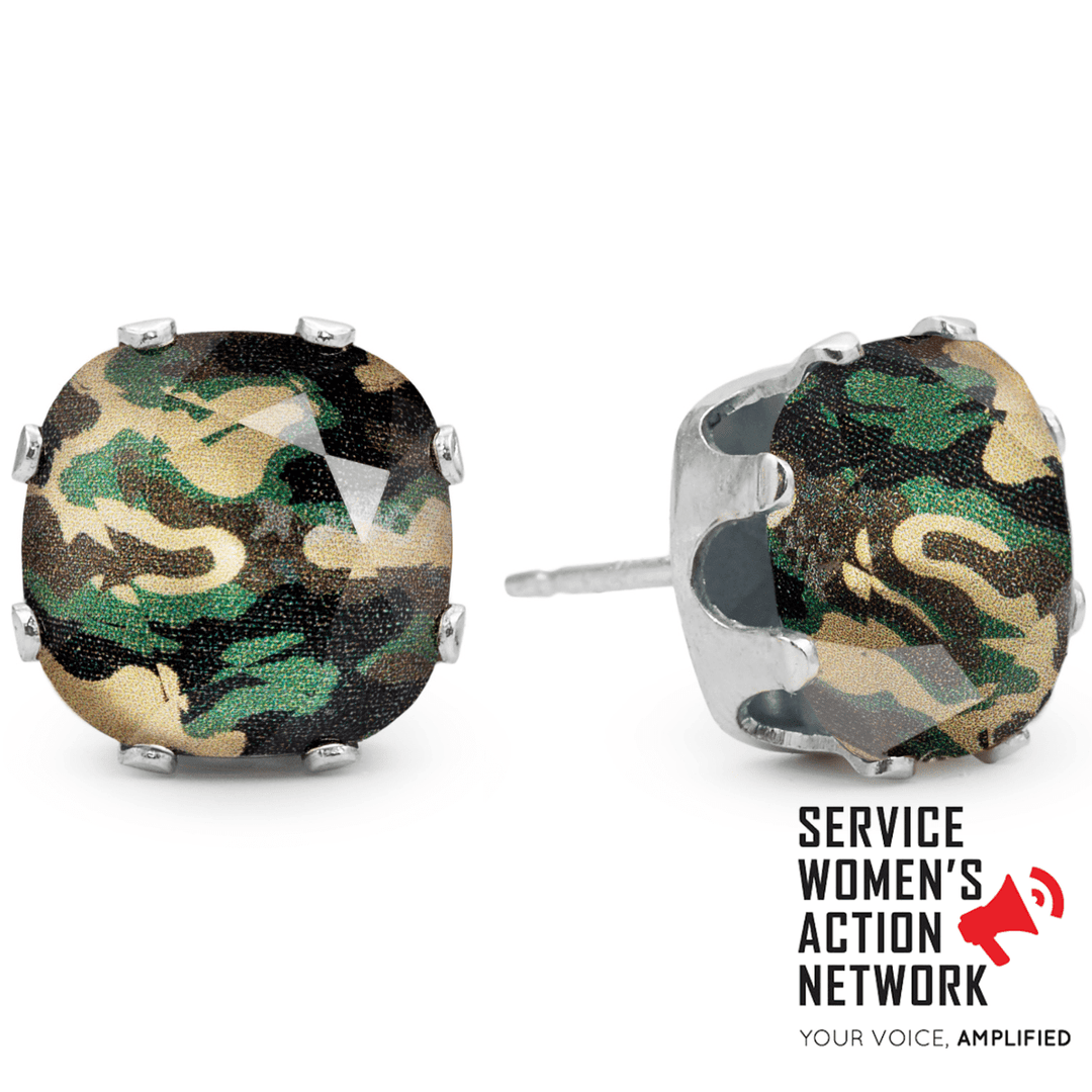 Glamouflage Mega Cushion Sterling Silver Stud Earrings - JoJo Loves You