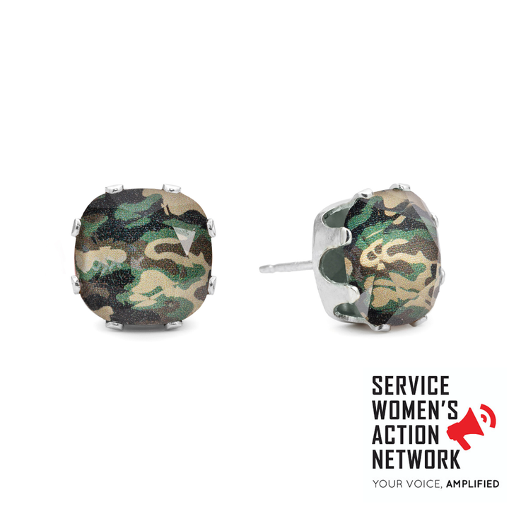 Glamouflage Mini Cushion Sterling Silver Stud Earrings