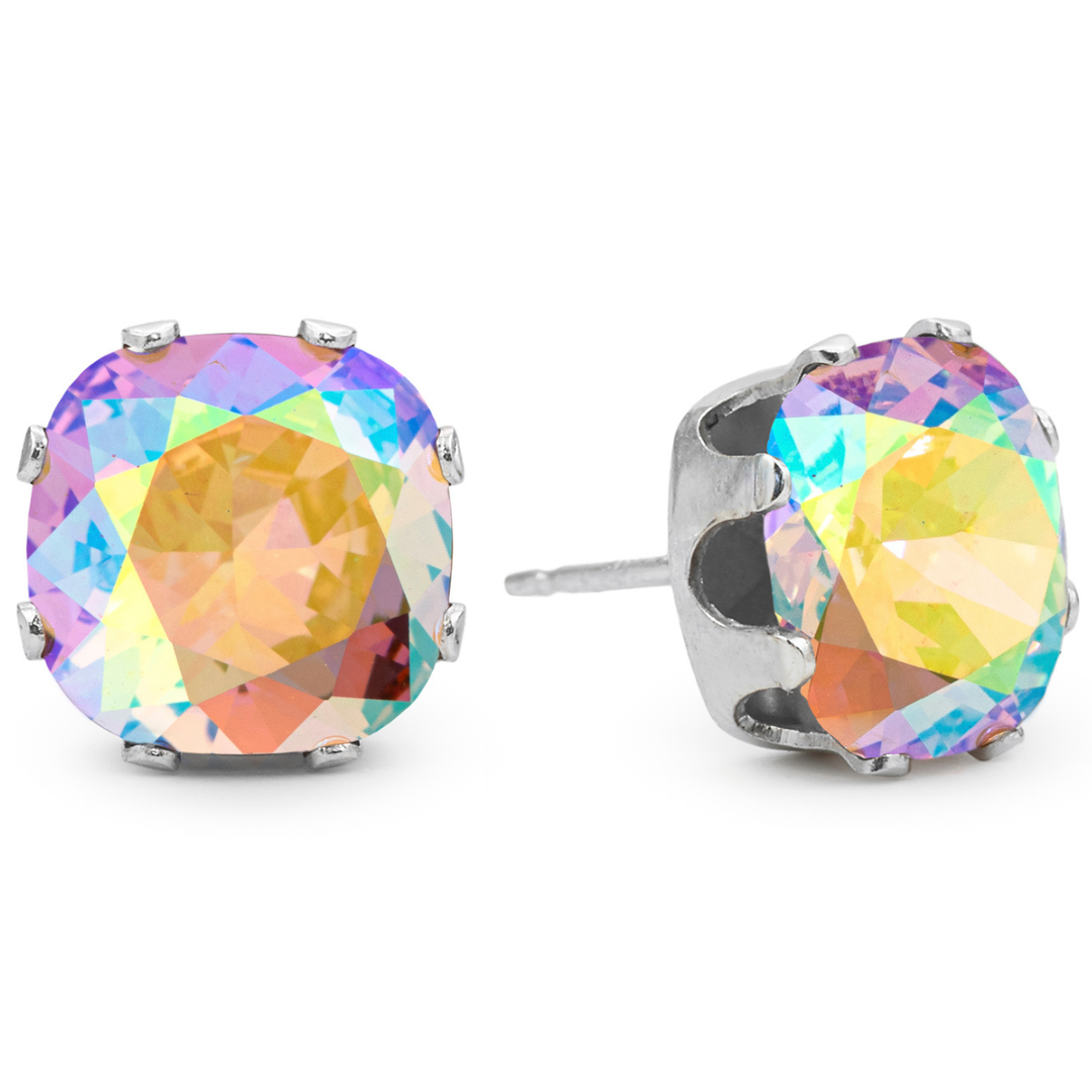 Glitz & Glam Mega Cushion Sterling Silver Stud Earrings - JoJo Loves You