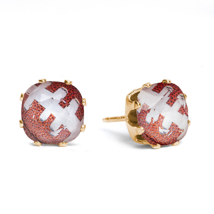 Touchdown Mini Cushion Sterling Silver Stud Earrings