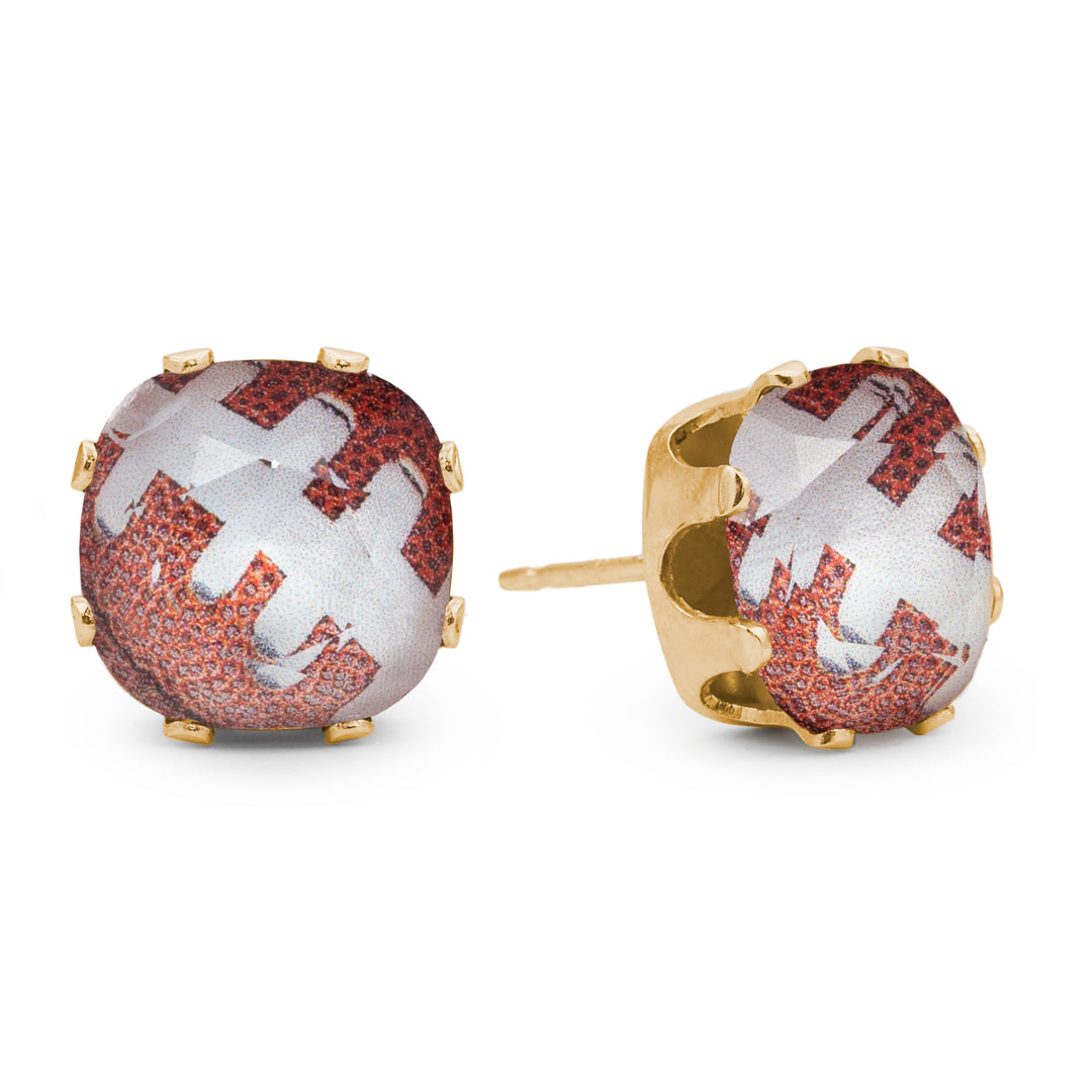 Touchdown Cushion Sterling Silver Stud Earrings