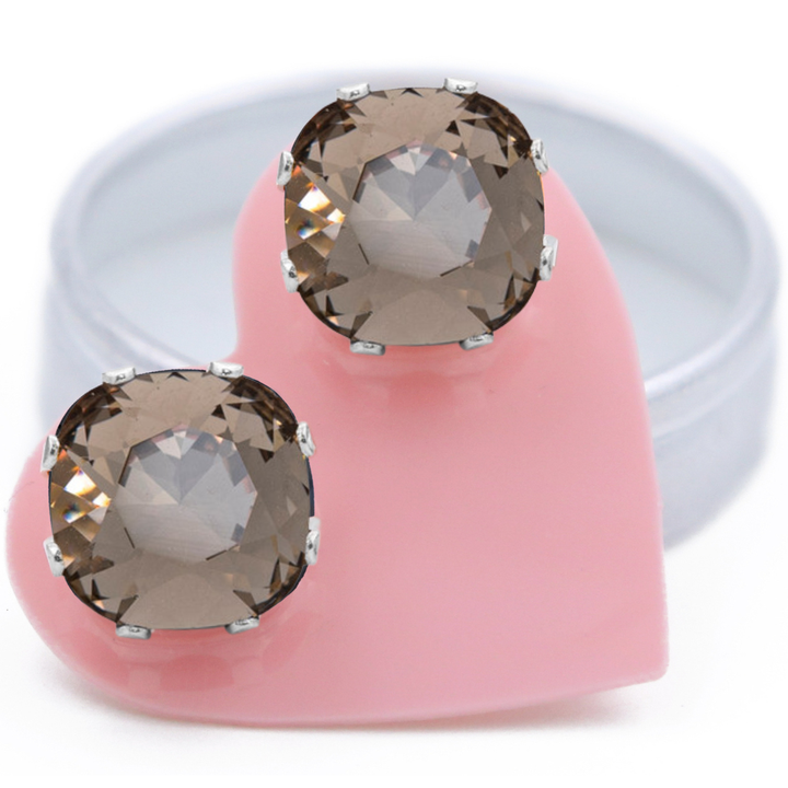 Hazel Mega Cushion Sterling Silver Stud Earrings