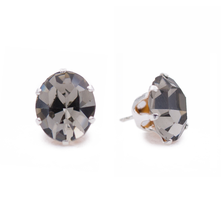 Hazel Vintage Oval Sterling Silver Stud Earrings