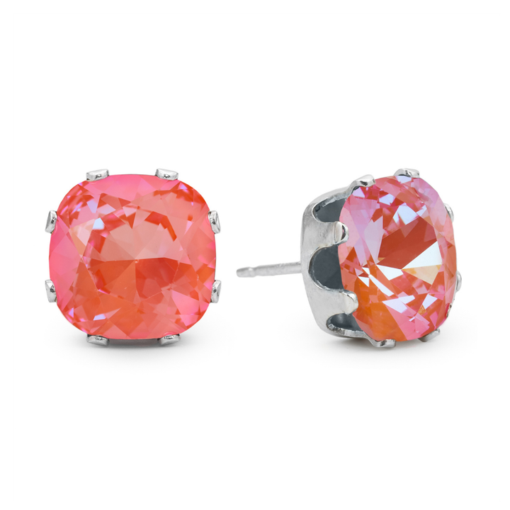 Heat Wave Cushion Sterling Silver Stud Earrings