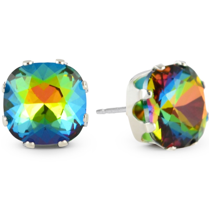 Heliotrope Mega Cushion Sterling Silver Stud Earrings - JoJo Loves You