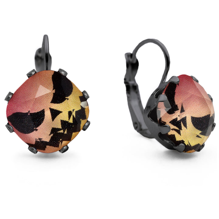 Hi Jack! Mega Leverback earrings in playful pink and orange crystals, exclusively set in hematite.