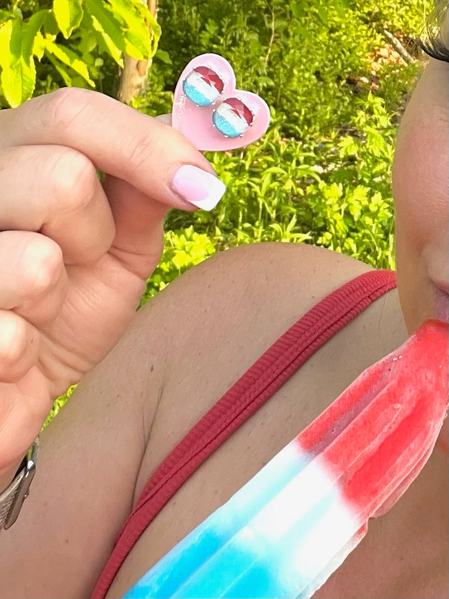Bomb Pop Cushion Sterling Silver Stud Earrings