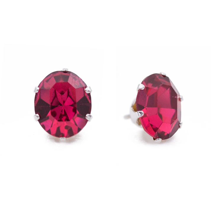 JoJo Pink Vintage Oval Sterling Silver Stud Earrings