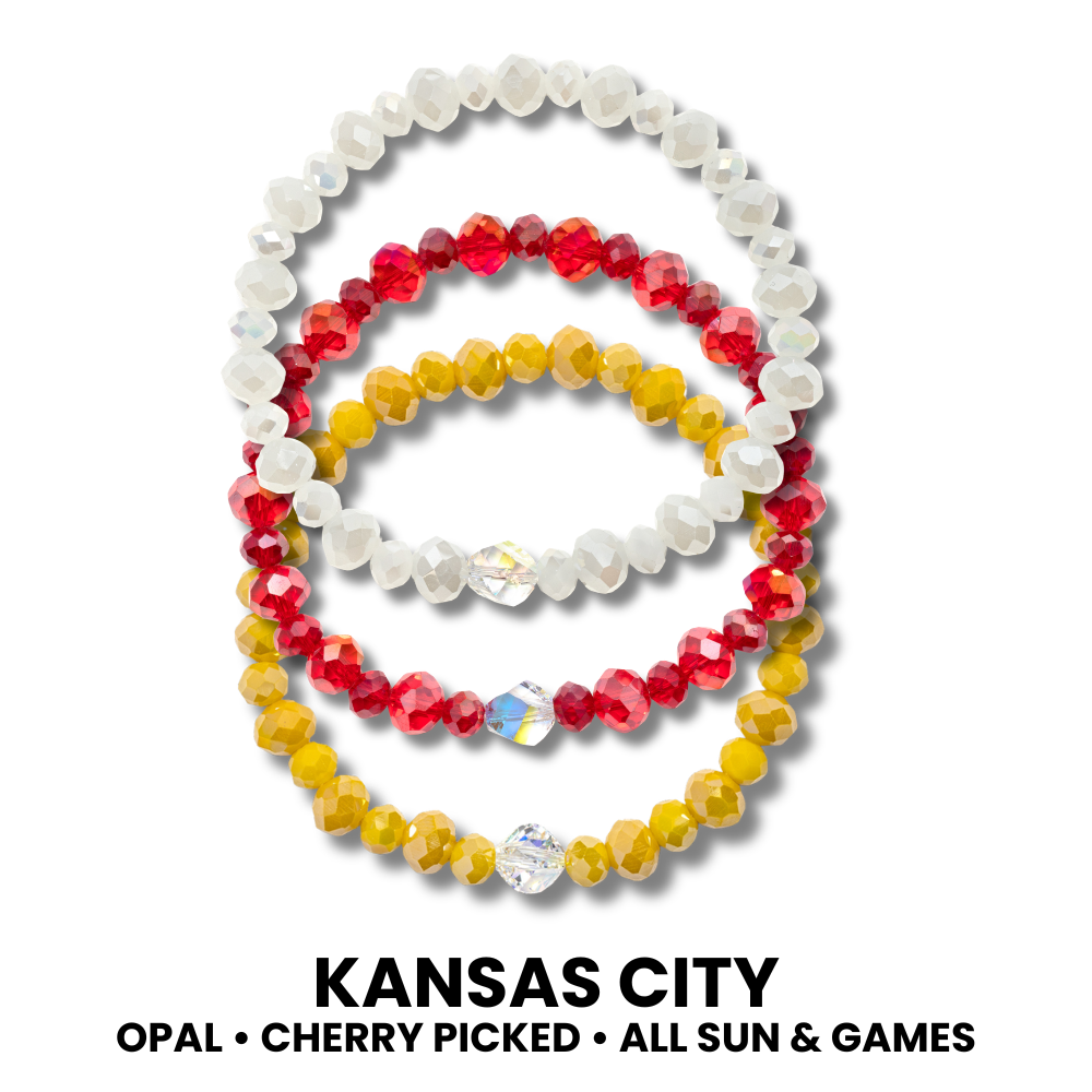 3 crystal stretch bracelets.