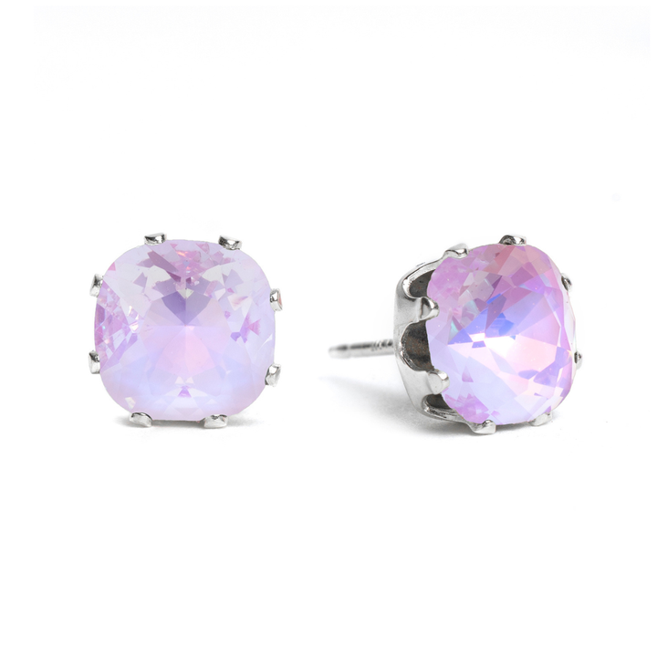 Lavender Luau Mini Cushion Sterling Silver Stud Earrings