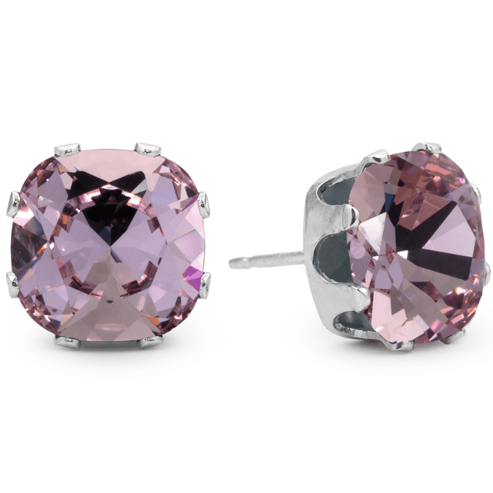 Lavender Mega Cushion Sterling Silver Stud Earrings - JoJo Loves You