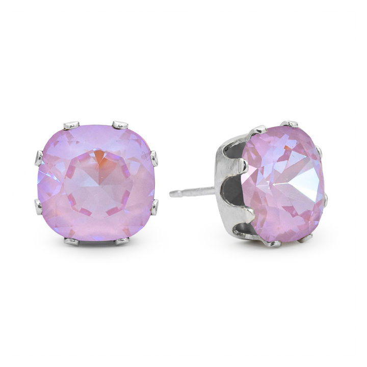 Lavish Cushion Sterling Silver Stud Earrings