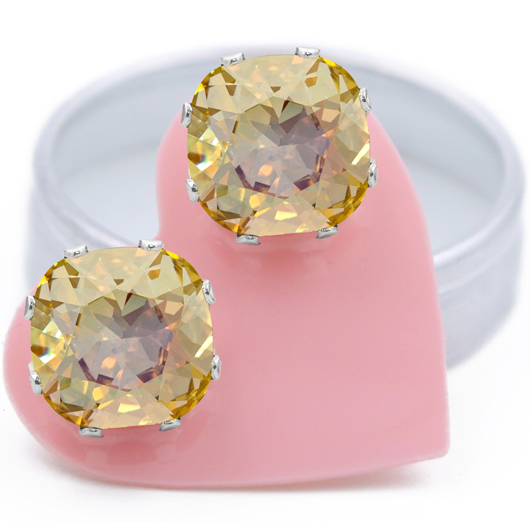 Lemonade Mega Cushion Sterling Silver Stud Earrings