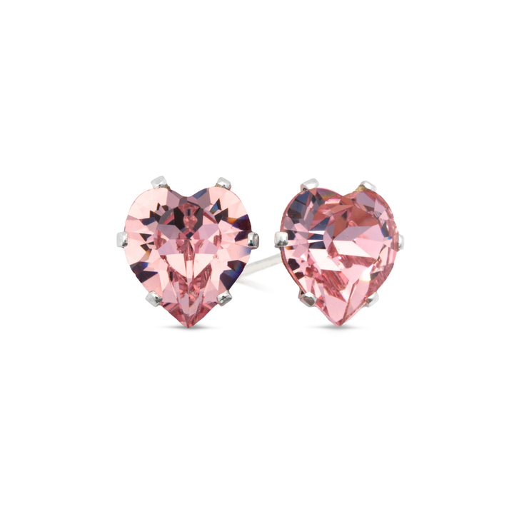 Light Pink Mini Heart Sterling Silver Stud Earrings