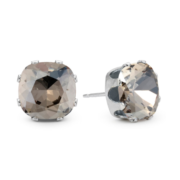 Luster Cushion Sterling Silver Stud Earrings