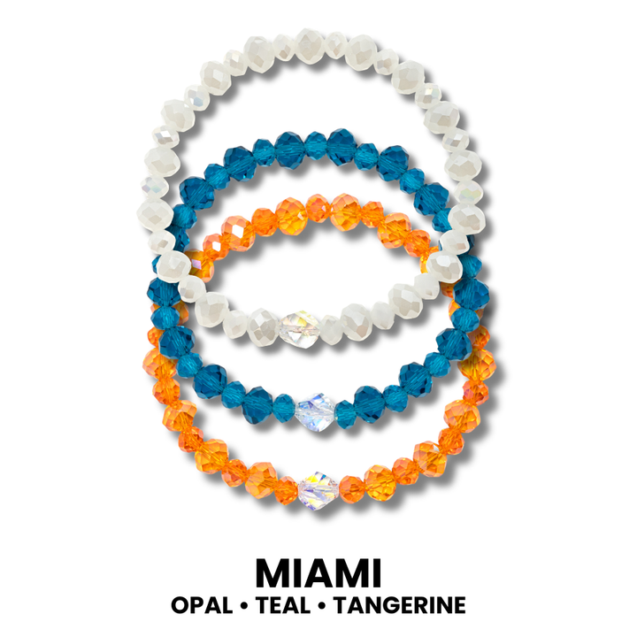 3 crystal stretch bracelets.