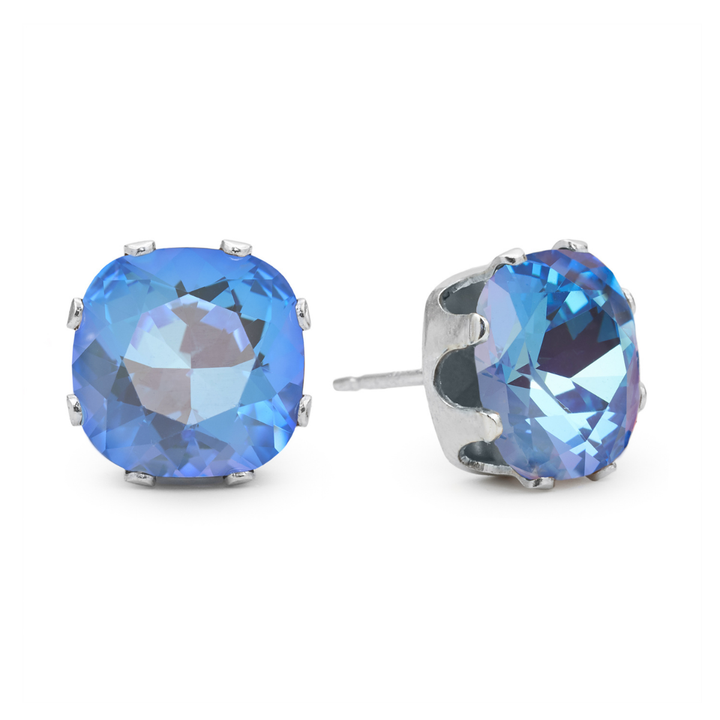 Maliblu Cushion Sterling Silver Stud Earrings