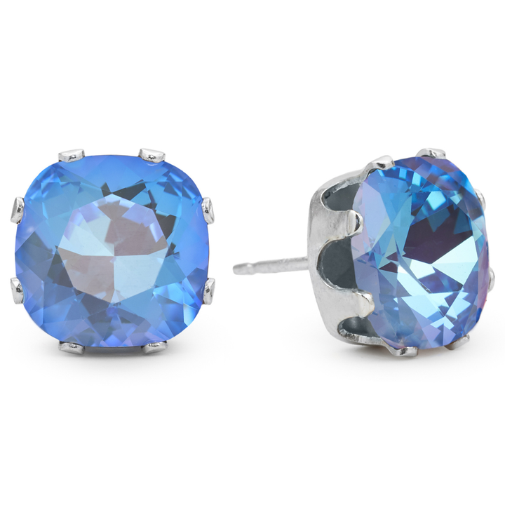 Maliblu Mega Cushion Sterling Silver Stud Earrings