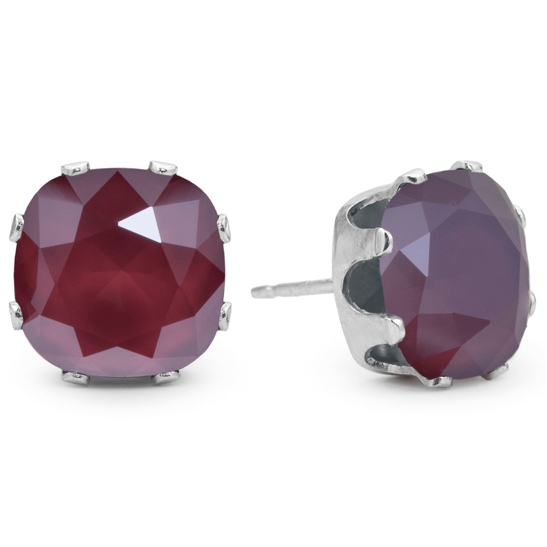 Merlot Mega Cushion Sterling Silver Stud Earrings - JoJo Loves You