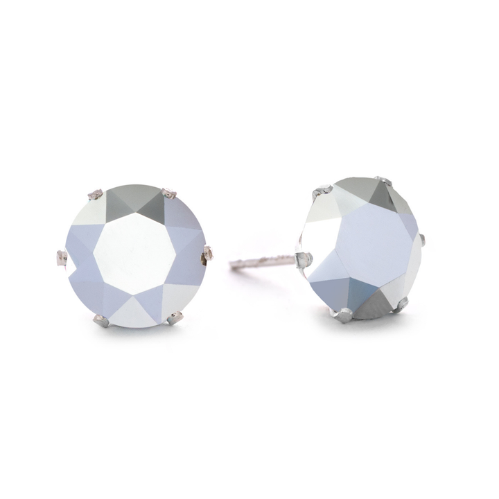 Metallic Silver Bling Sterling Silver Stud Earrings