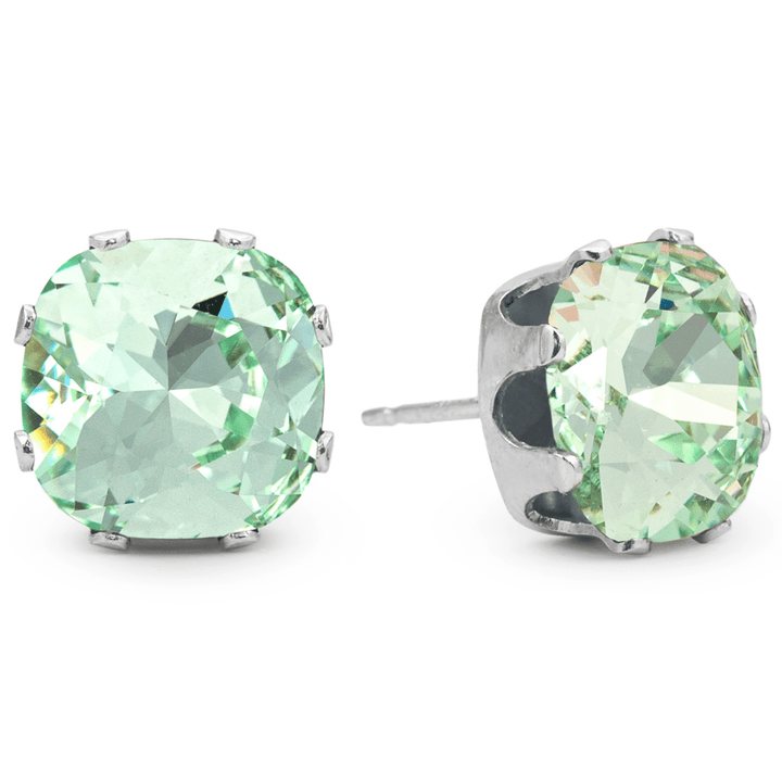Mint Mega Cushion Sterling Silver Stud Earrings - JoJo Loves You